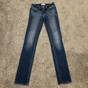 BKE Jeans Women 26x34 Blue Low Rise Slim Bootcut Stella Buckle Dark Wash
